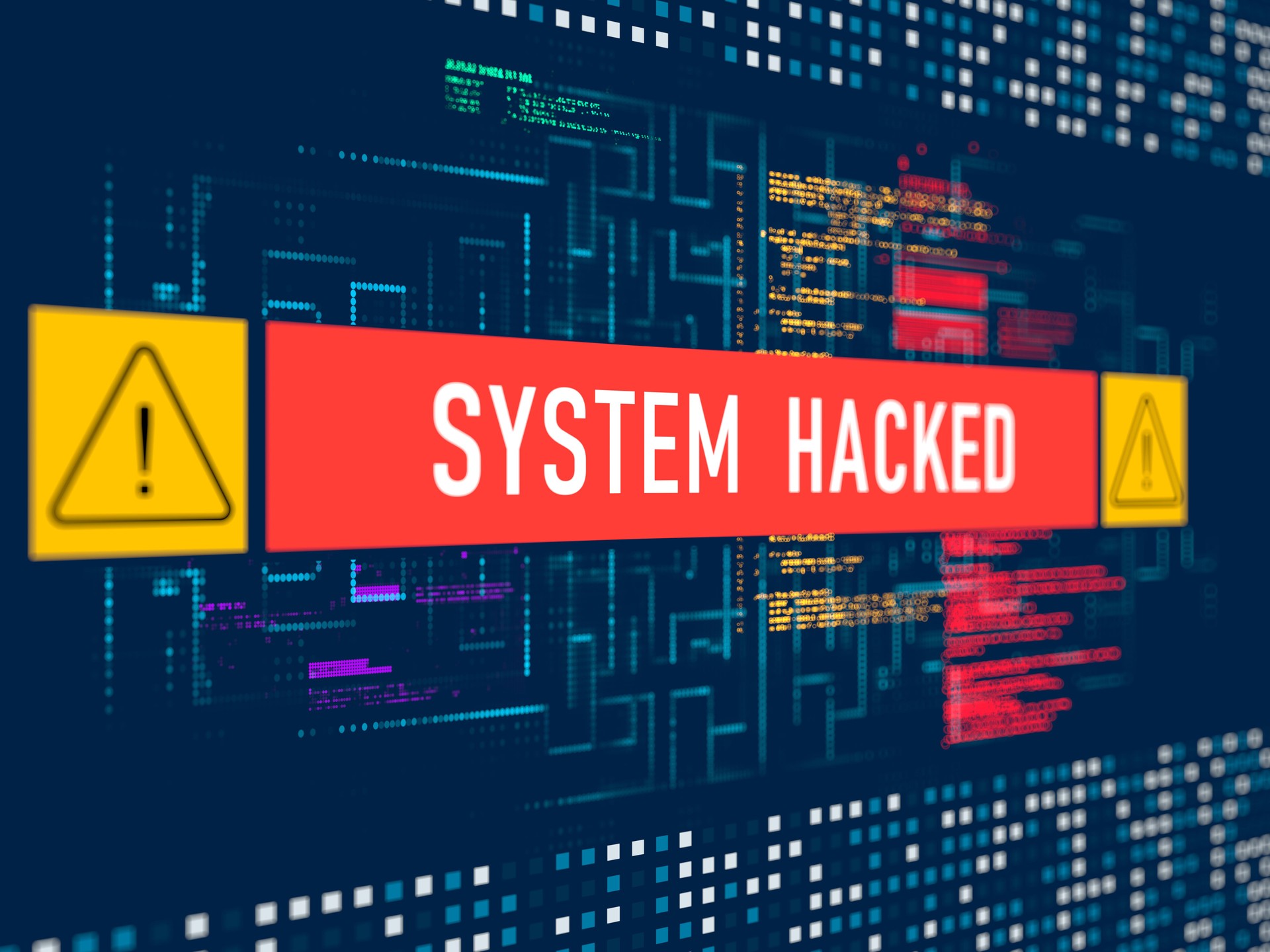 System hacked. Security concept